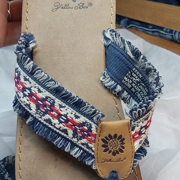 Yellowbox red white and blue women's sandals size 6.5 - Picture 7 of 7